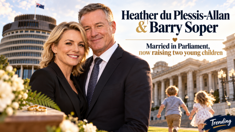 Heather du Plessis-Allan married Barry Soper in Parliament, and now they have two young children